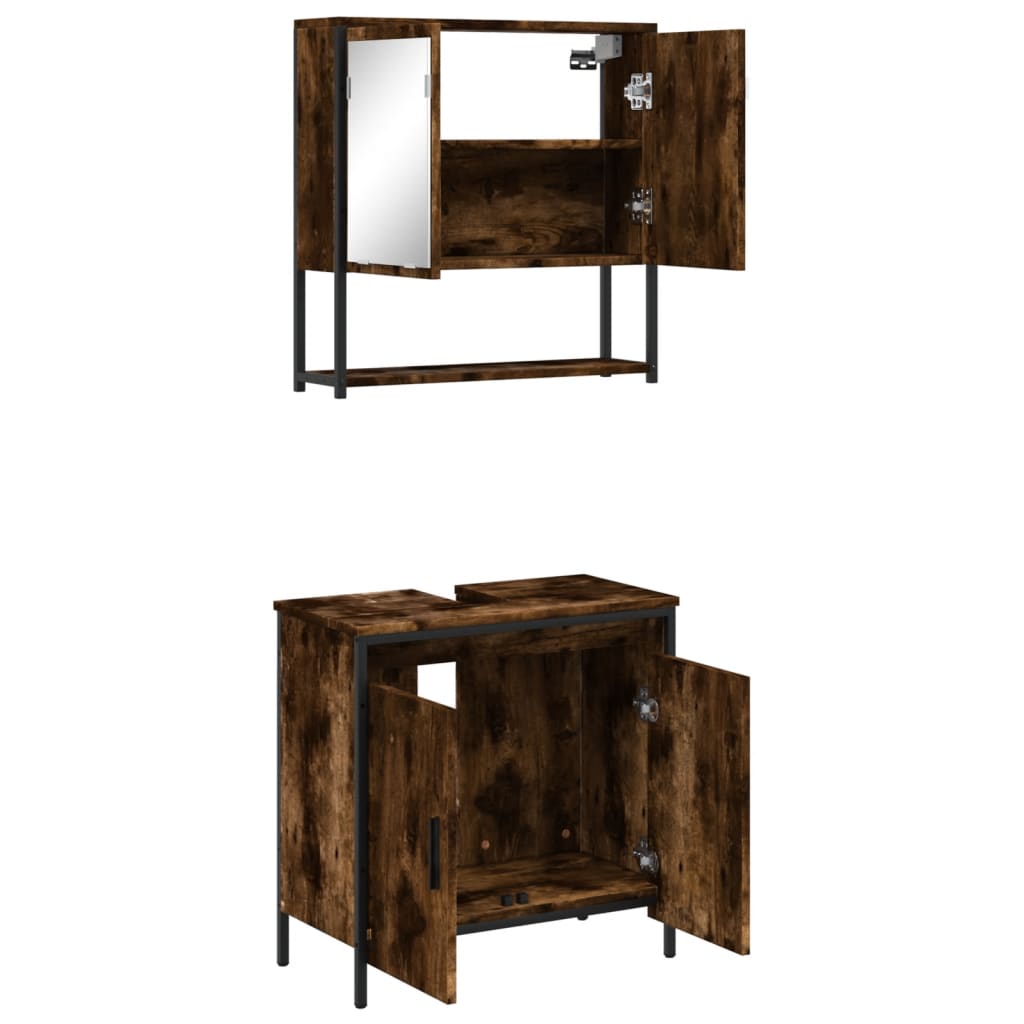 vidaXL 2 Piece Bathroom Furniture Set Black Engineered Wood-13