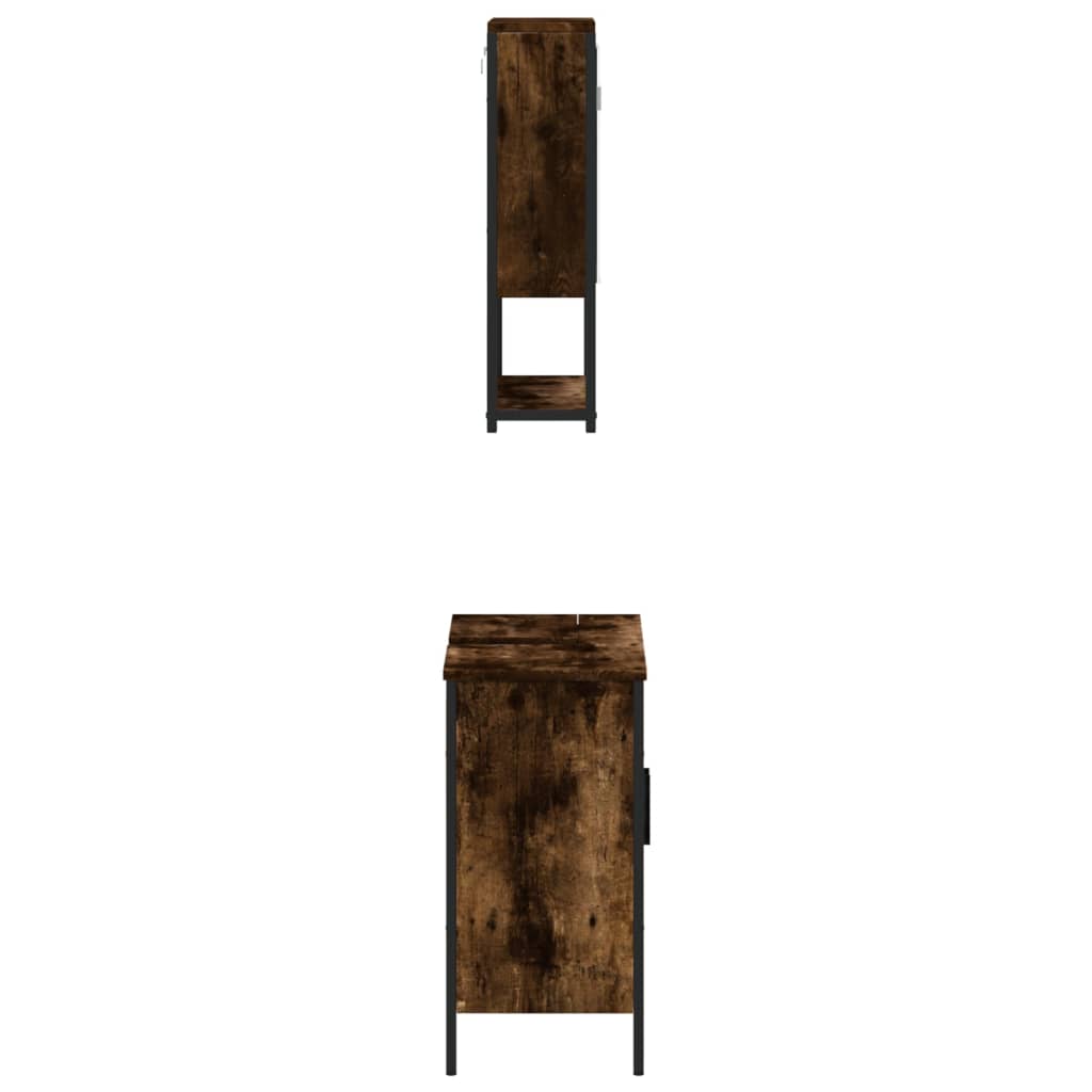 vidaXL 2 Piece Bathroom Furniture Set Black Engineered Wood-14