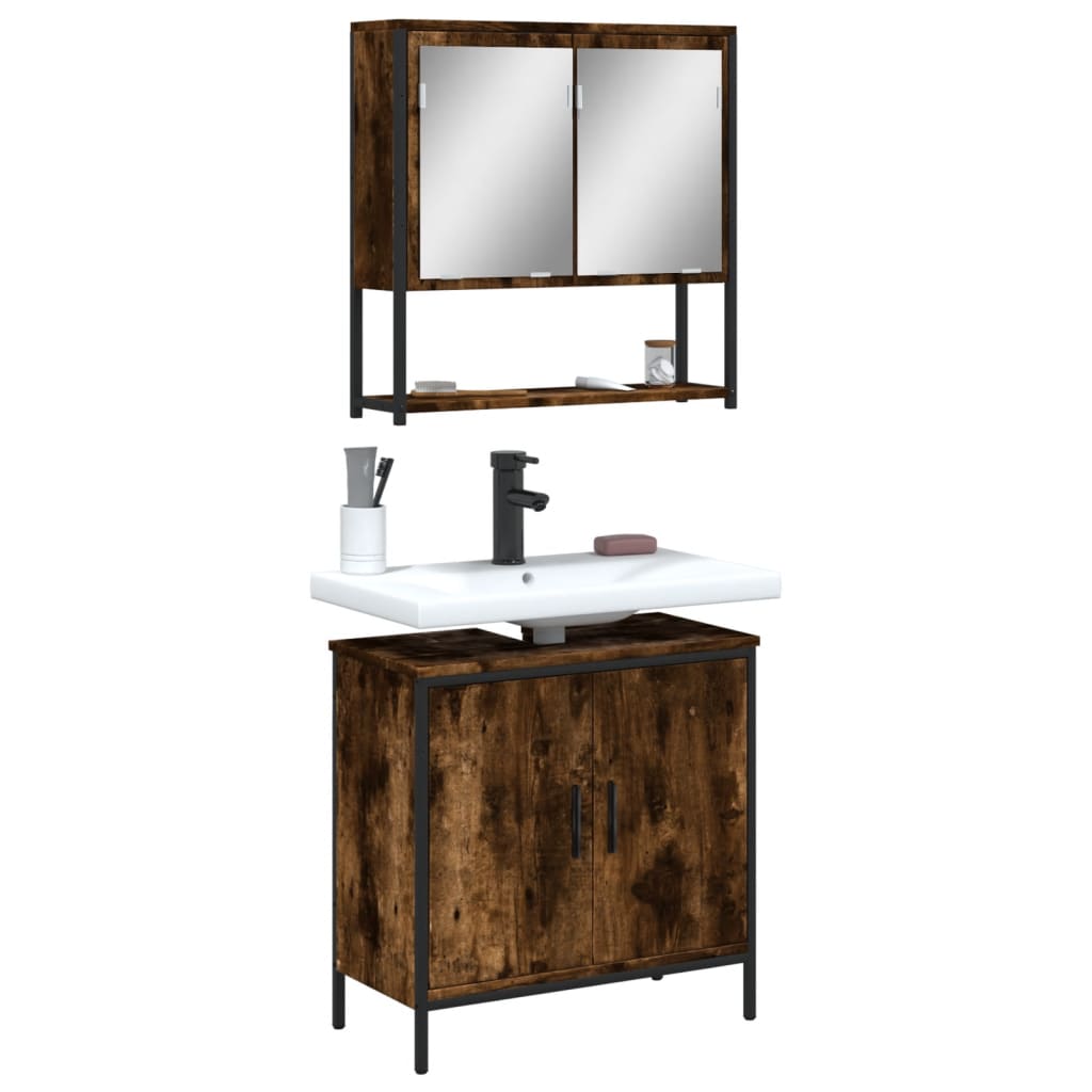 vidaXL 2 Piece Bathroom Furniture Set Black Engineered Wood-9