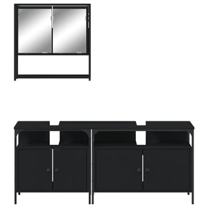 vidaXL 3 Piece Bathroom Furniture Set Black Engineered Wood-5