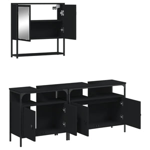 vidaXL 3 Piece Bathroom Furniture Set Black Engineered Wood-6