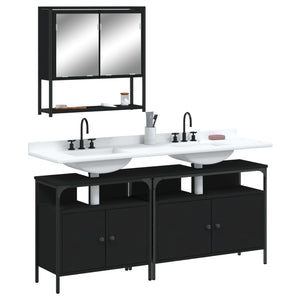 vidaXL 3 Piece Bathroom Furniture Set Black Engineered Wood-1