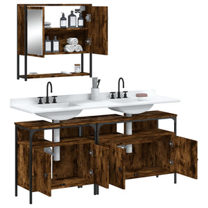 vidaXL 3 Piece Bathroom Furniture Set Black Engineered Wood-12