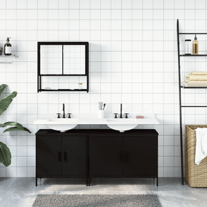 vidaXL 3 Piece Bathroom Furniture Set Black Engineered Wood-2