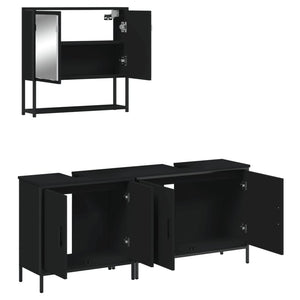 vidaXL 3 Piece Bathroom Furniture Set Black Engineered Wood-5