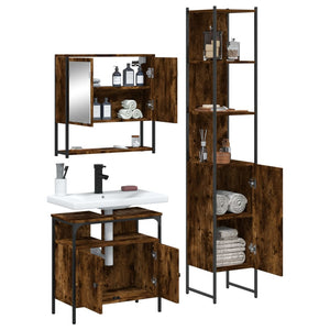 vidaXL 3 Piece Bathroom Furniture Set Smoked Oak Engineered Wood-3