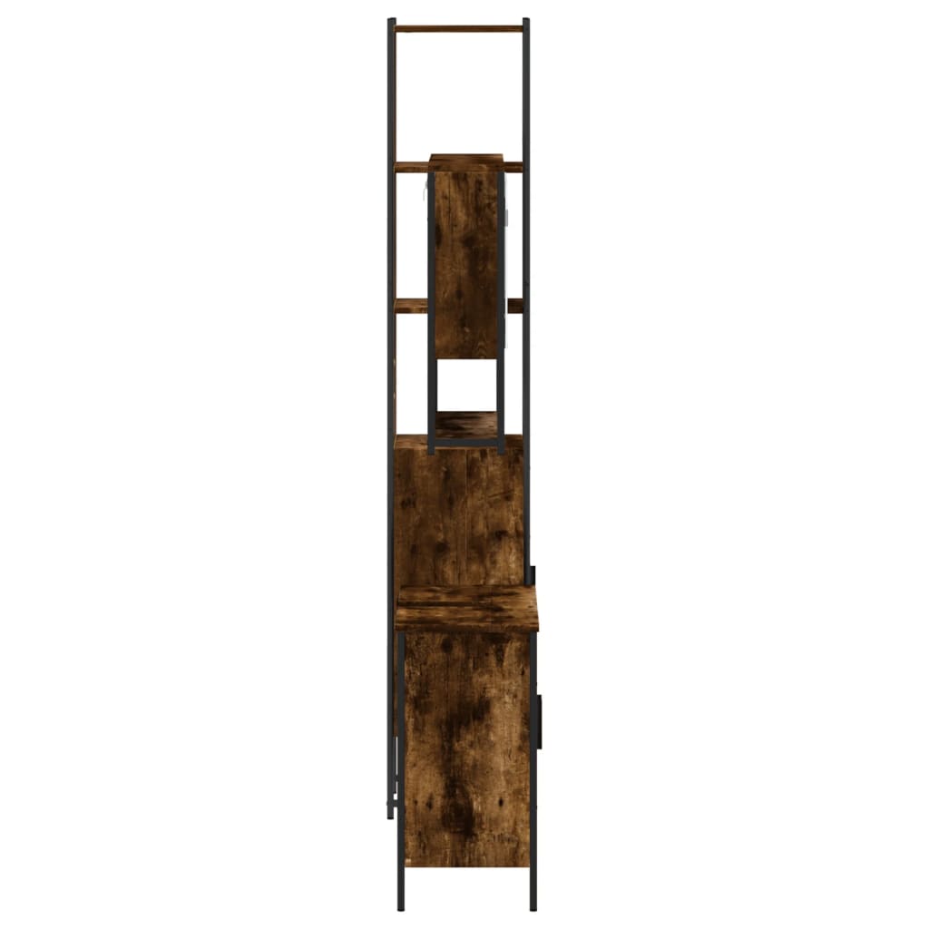 vidaXL 3 Piece Bathroom Furniture Set Smoked Oak Engineered Wood-6