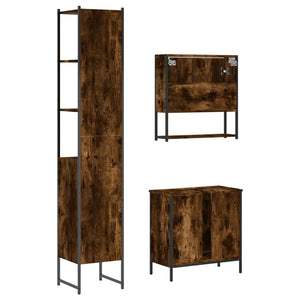 vidaXL 3 Piece Bathroom Furniture Set Smoked Oak Engineered Wood-7