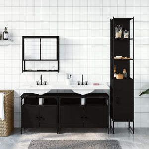 vidaXL 4 Piece Bathroom Furniture Set Black Engineered Wood-1