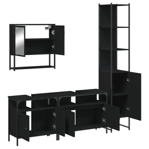 vidaXL 4 Piece Bathroom Furniture Set Black Engineered Wood-4