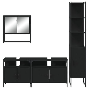 vidaXL 4 Piece Bathroom Furniture Set Black Engineered Wood-5