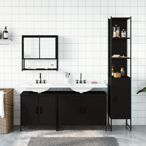 vidaXL 4 Piece Bathroom Furniture Set Black Engineered Wood-1