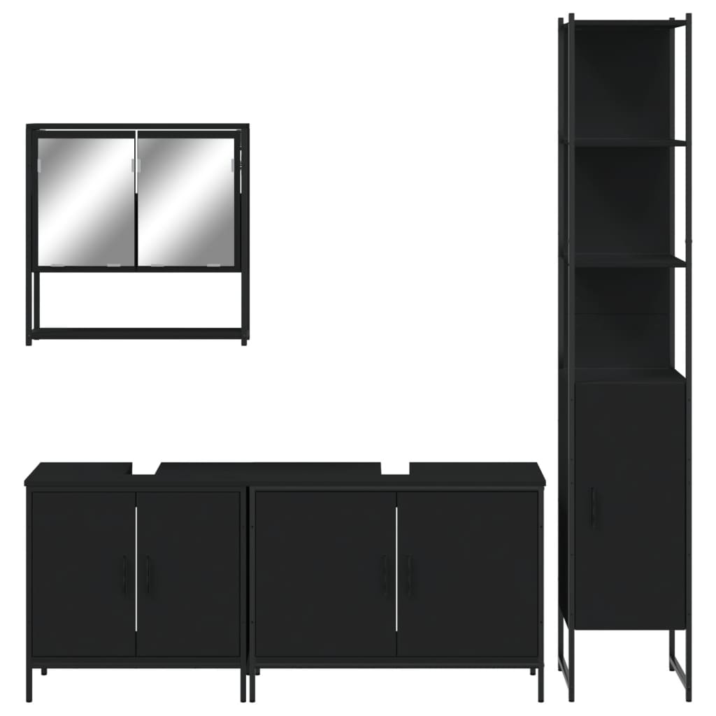 vidaXL 4 Piece Bathroom Furniture Set Black Engineered Wood-5