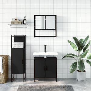 vidaXL 3 Piece Bathroom Furniture Set Black Engineered Wood-2