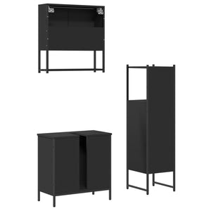 vidaXL 3 Piece Bathroom Furniture Set Black Engineered Wood-7