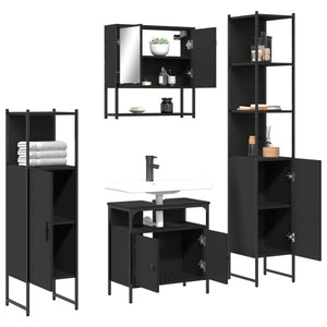 vidaXL 4 Piece Bathroom Furniture Set Black Engineered Wood-3