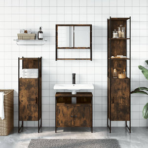 vidaXL 4 Piece Bathroom Furniture Set Smoked Oak Engineered Wood-2