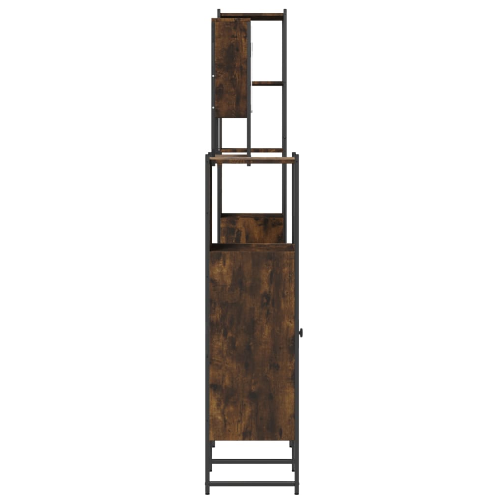 vidaXL 4 Piece Bathroom Furniture Set Smoked Oak Engineered Wood-5