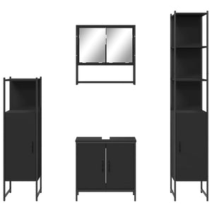 vidaXL 4 Piece Bathroom Furniture Set Black Engineered Wood-5