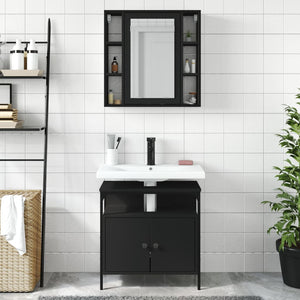 vidaXL 2 Piece Bathroom Furniture Set Black Engineered Wood-1