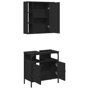 vidaXL 2 Piece Bathroom Furniture Set Black Engineered Wood-4