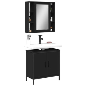 vidaXL 2 Piece Bathroom Furniture Set Black Engineered Wood-0