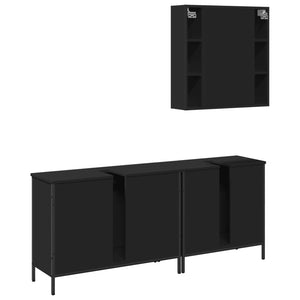 vidaXL 3 Piece Bathroom Cabinet Set Black Engineered Wood-7