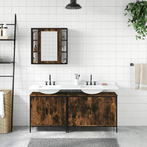 vidaXL 3 Piece Bathroom Cabinet Set Smoked Oak Engineered Wood-1