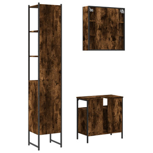 vidaXL 3 Piece Bathroom Cabinet Set Smoked Oak Engineered Wood-7