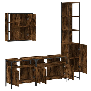 vidaXL 4 Piece Bathroom Cabinet Set Smoked Oak Engineered Wood-4