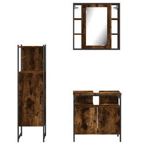 vidaXL 3 Piece Bathroom Cabinet Set Smoked Oak Engineered Wood-5