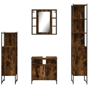 vidaXL 4 Piece Bathroom Cabinet Set Smoked Oak Engineered Wood-5