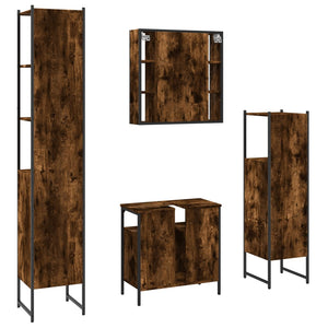 vidaXL 4 Piece Bathroom Cabinet Set Smoked Oak Engineered Wood-7