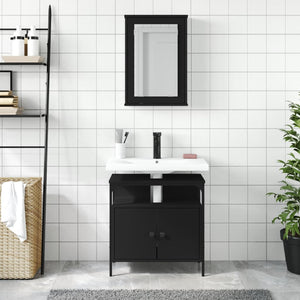 vidaXL 2 Piece Bathroom Furniture Set Black Engineered Wood-2