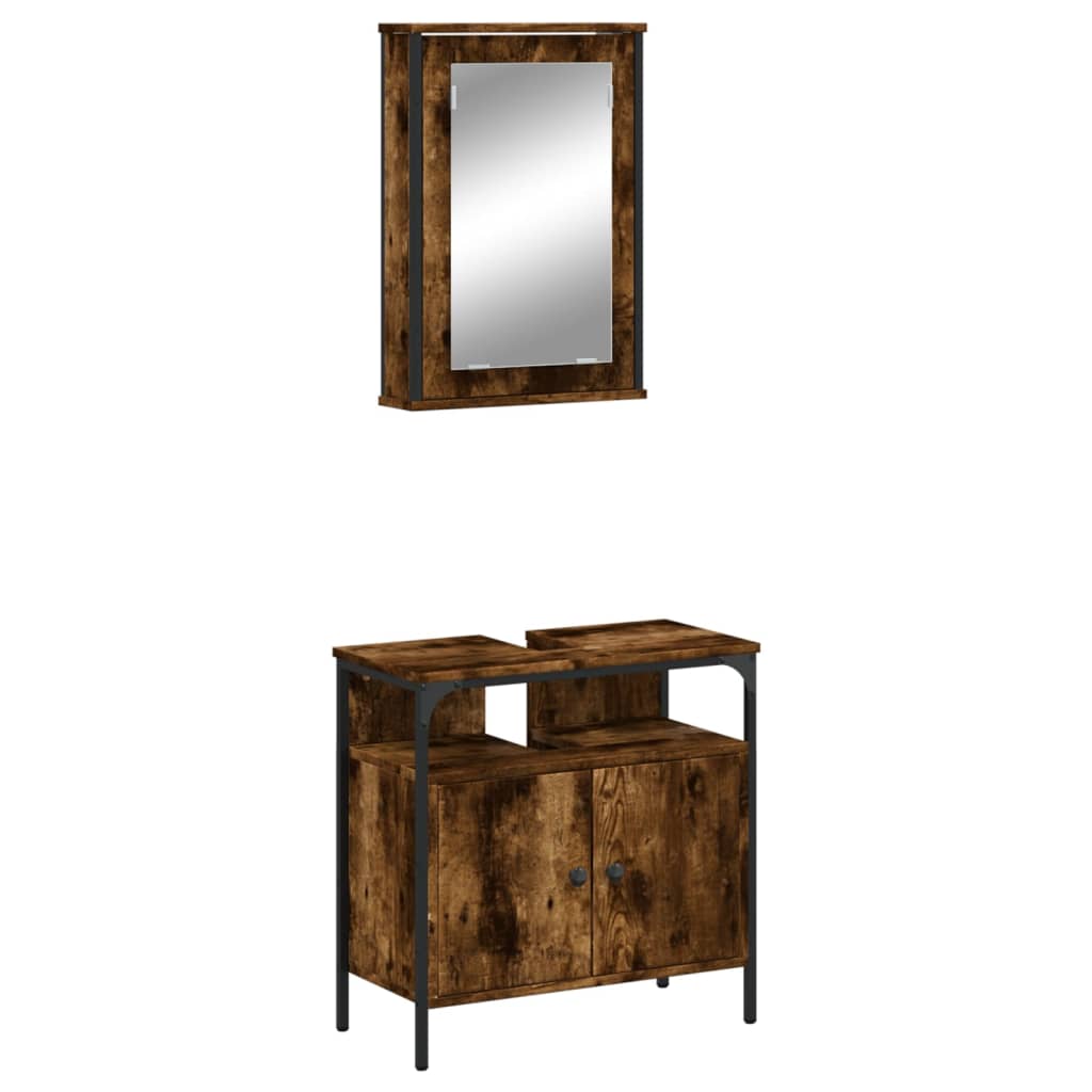 vidaXL 2 Piece Bathroom Furniture Set Black Engineered Wood-8