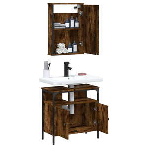 vidaXL 2 Piece Bathroom Furniture Set Black Engineered Wood-11