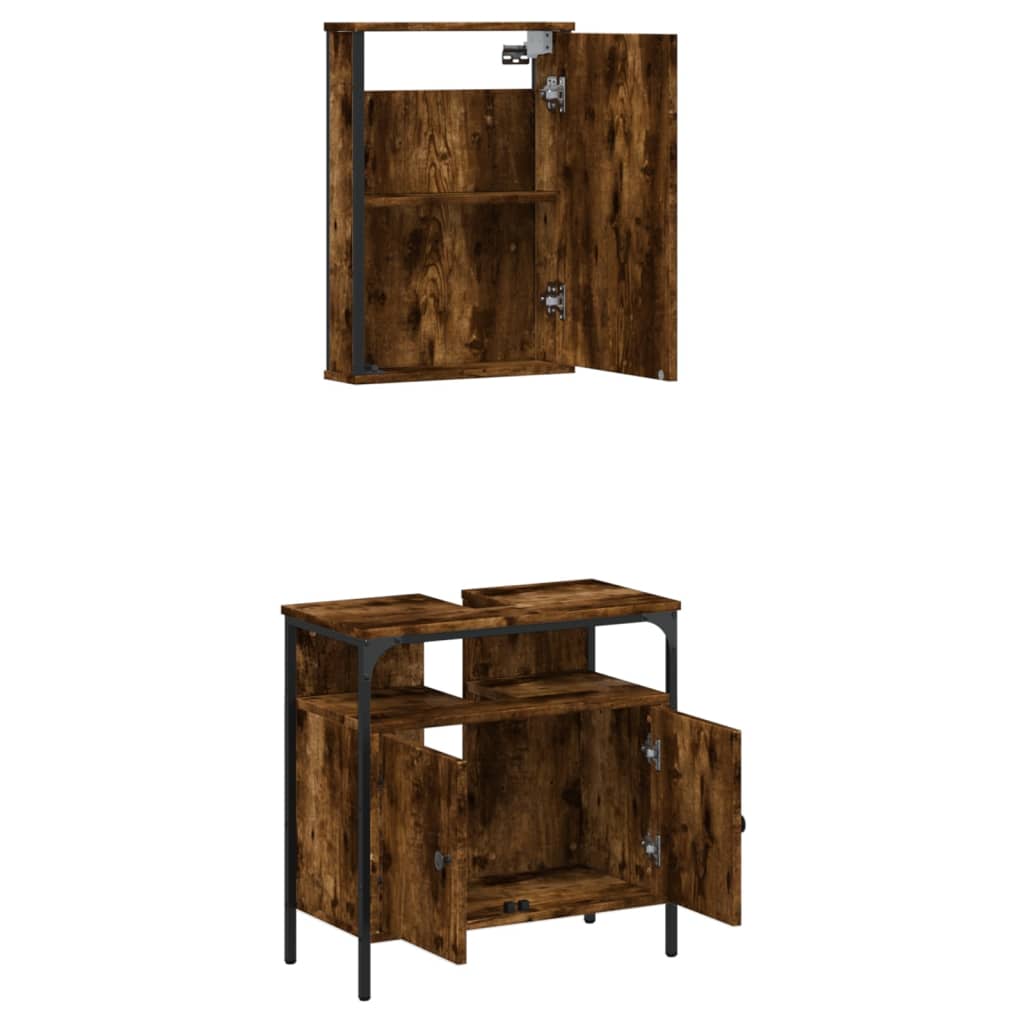 vidaXL 2 Piece Bathroom Furniture Set Black Engineered Wood-12