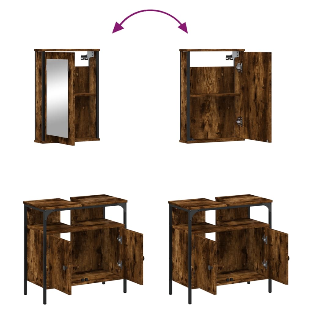 vidaXL 2 Piece Bathroom Furniture Set Black Engineered Wood-15