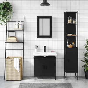 vidaXL 3 Piece Bathroom Furniture Set Black Engineered Wood-2