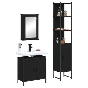 vidaXL 3 Piece Bathroom Furniture Set Black Engineered Wood-1