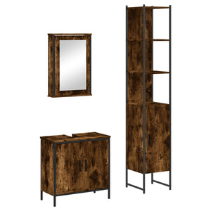 vidaXL 3 Piece Bathroom Furniture Set Black Engineered Wood-8