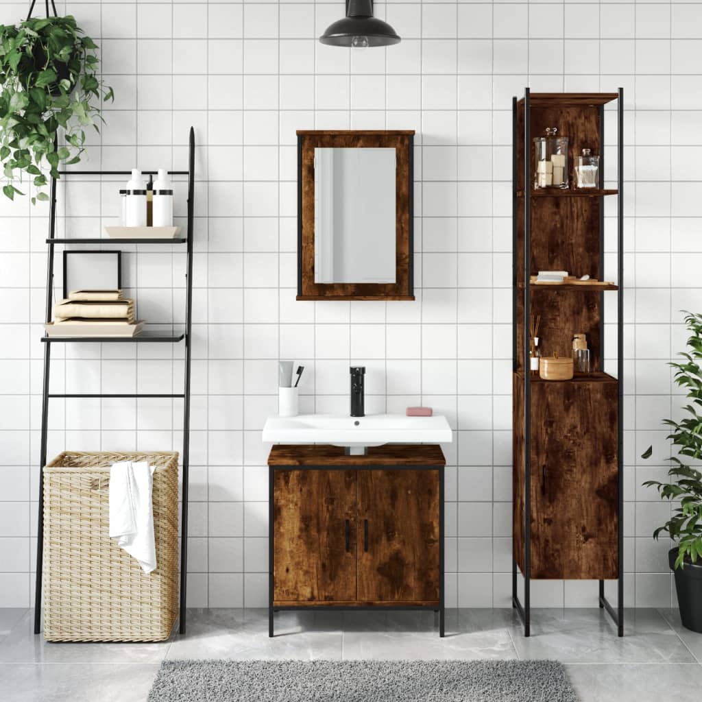 vidaXL 3 Piece Bathroom Furniture Set Black Engineered Wood-10