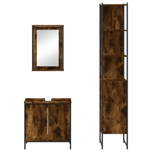 vidaXL 3 Piece Bathroom Furniture Set Black Engineered Wood-13