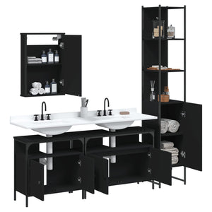 vidaXL 4 Piece Bathroom Furniture Set Black Engineered Wood-3