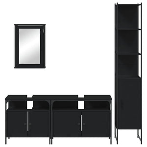 vidaXL 4 Piece Bathroom Furniture Set Black Engineered Wood-5