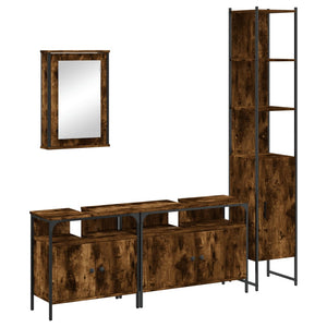 vidaXL 4 Piece Bathroom Furniture Set Black Engineered Wood-8