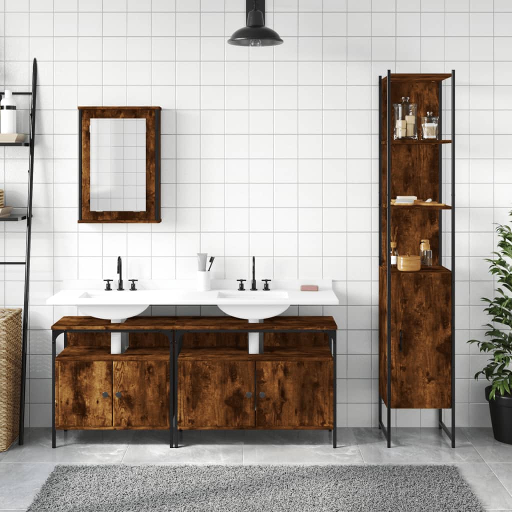 vidaXL 4 Piece Bathroom Furniture Set Black Engineered Wood-10