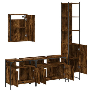vidaXL 4 Piece Bathroom Furniture Set Black Engineered Wood-12
