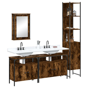 vidaXL 4 Piece Bathroom Furniture Set Black Engineered Wood-9