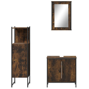 vidaXL Bathroom Furniture Set Restroom Storage Cabinet 3 Piece Engineered Wood-14